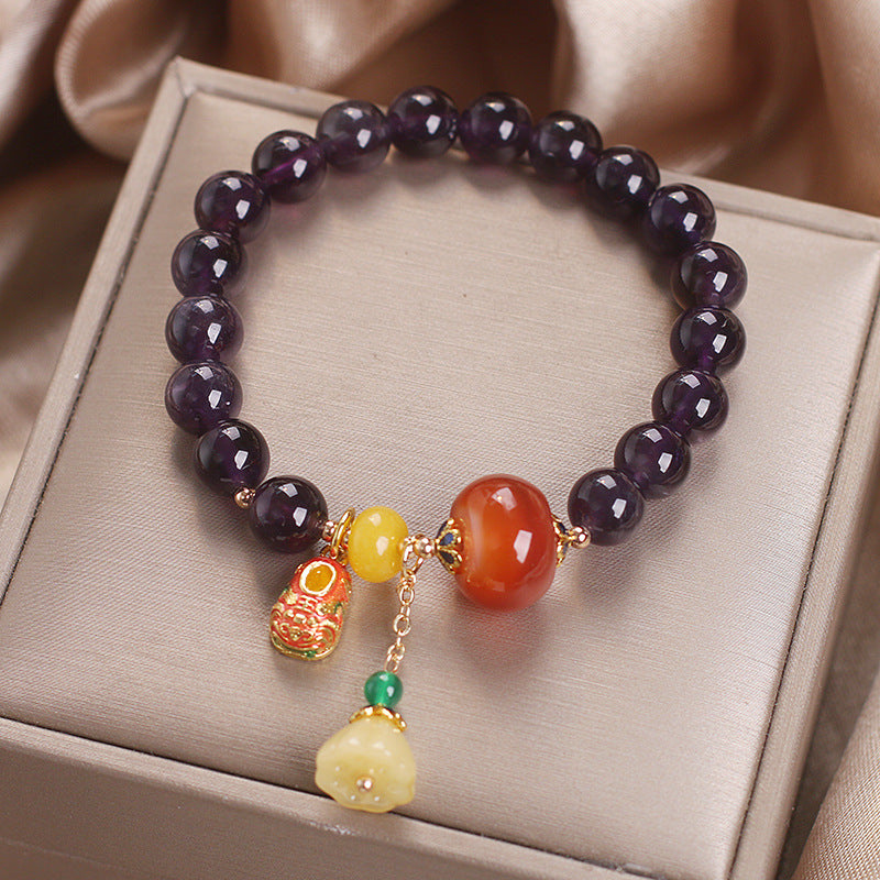 Lucky•Natural Amethyst Lotus Bracelet