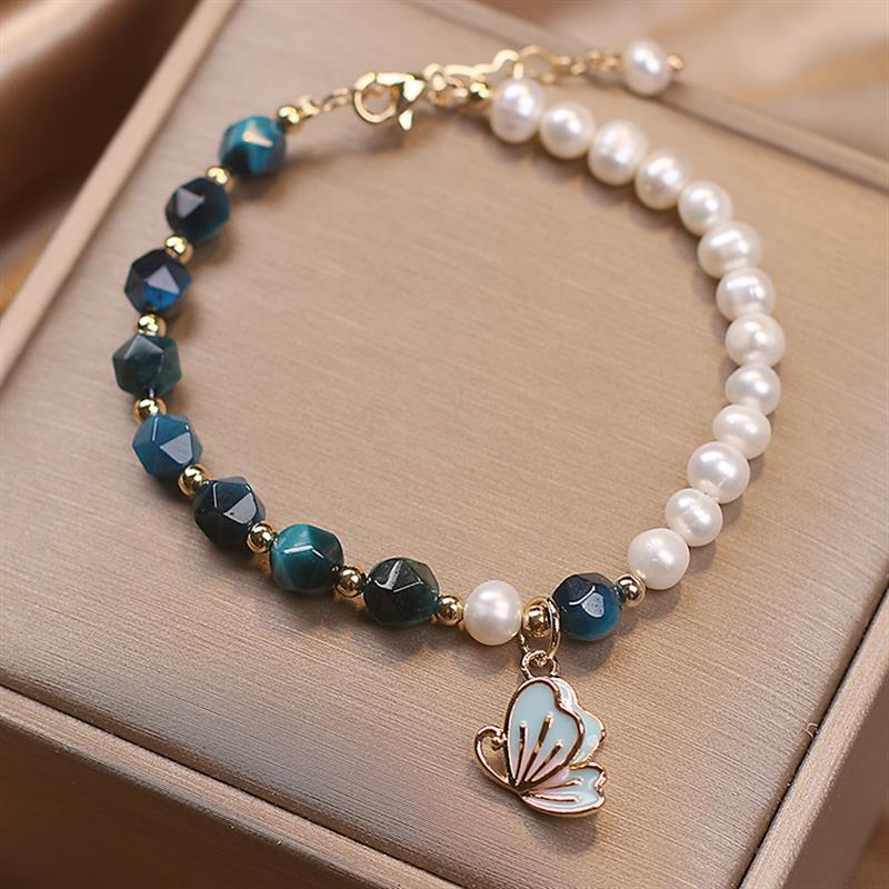 Summer Butterflies • Freshwater Pearl & Agate Bracelet