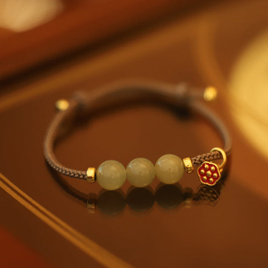 Guardian Lotus Emerald Jade stone bracelet