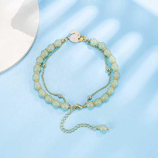 little white rabbit Emerald Jade stone bracelet