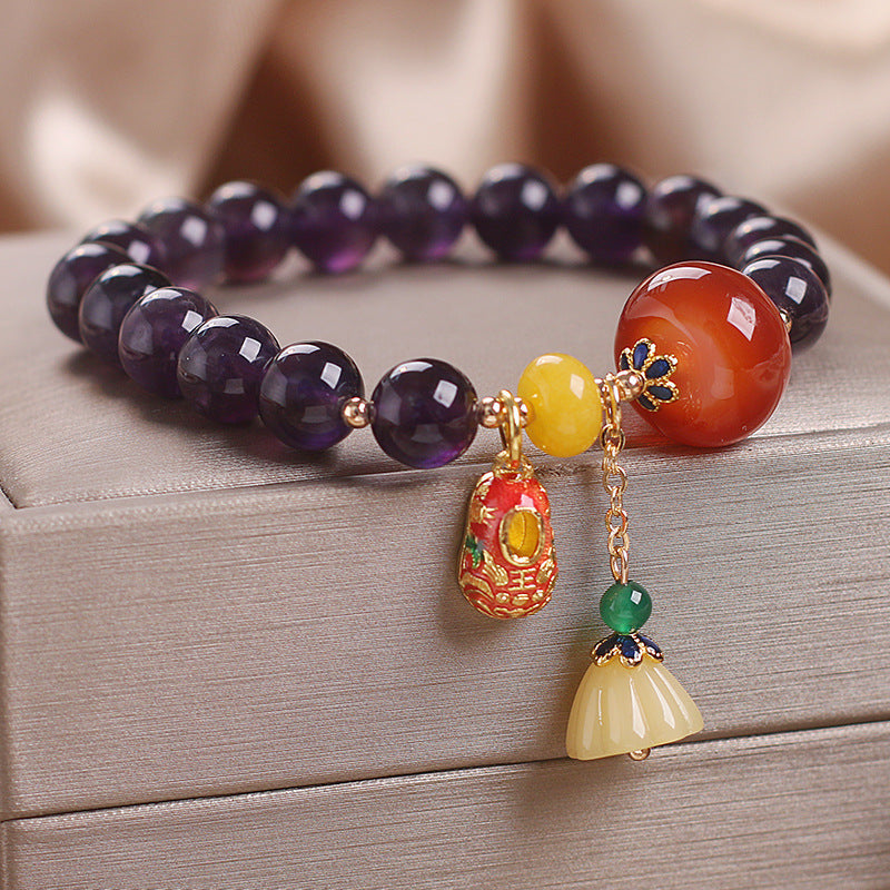 Lucky•Natural Amethyst Lotus Bracelet