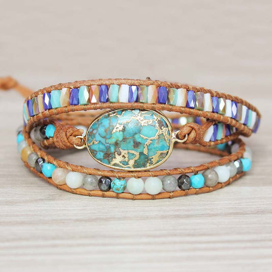 Turquoise & Jasper Wrap Bracelet