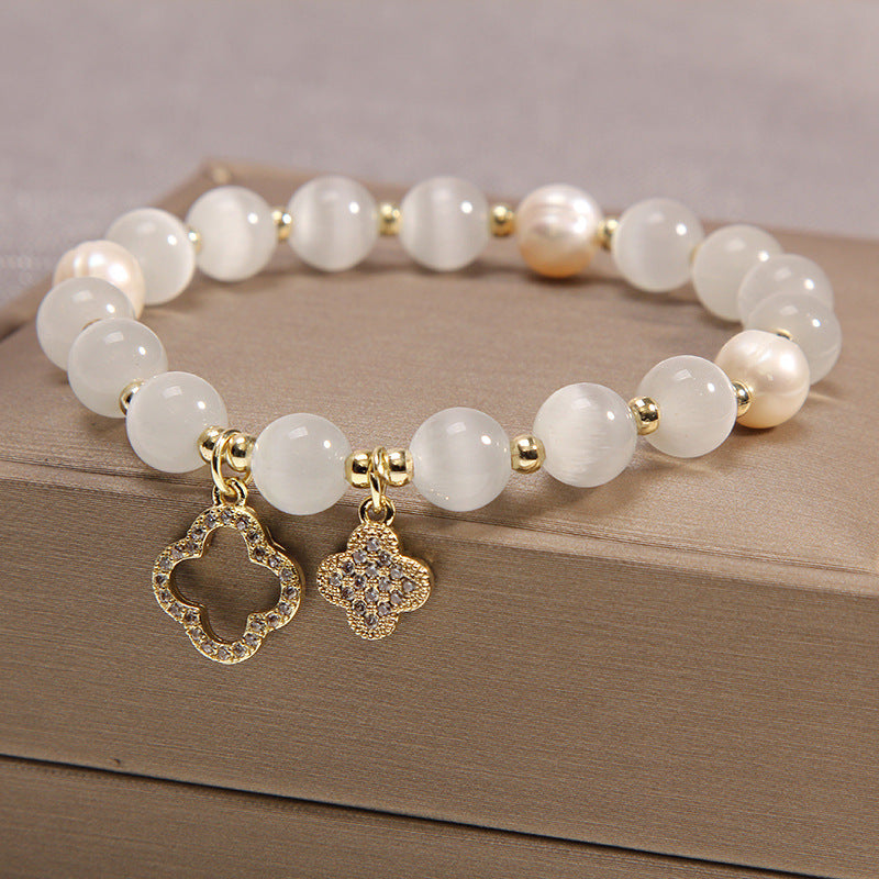 Cat's eye stone & Pearl Bracelet
