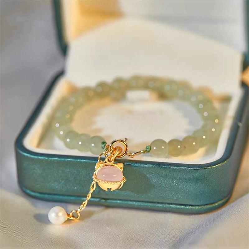 Pulsera Bell Cat • Piedra de Jade Esmeralda Natural