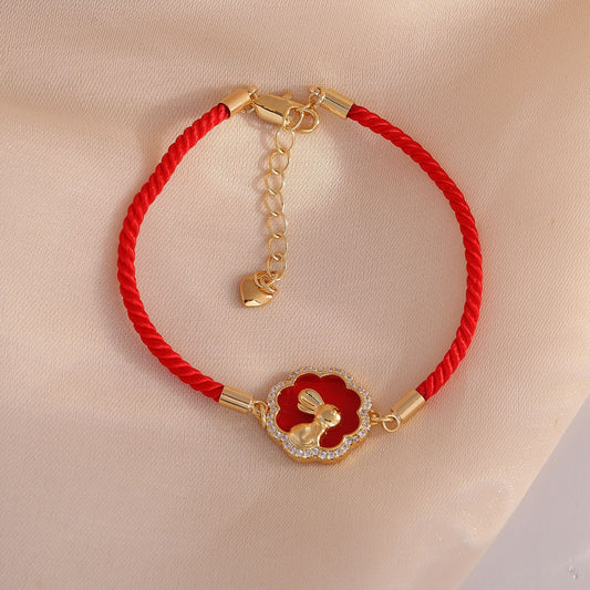 Happy Rabbit Red String Bracelet