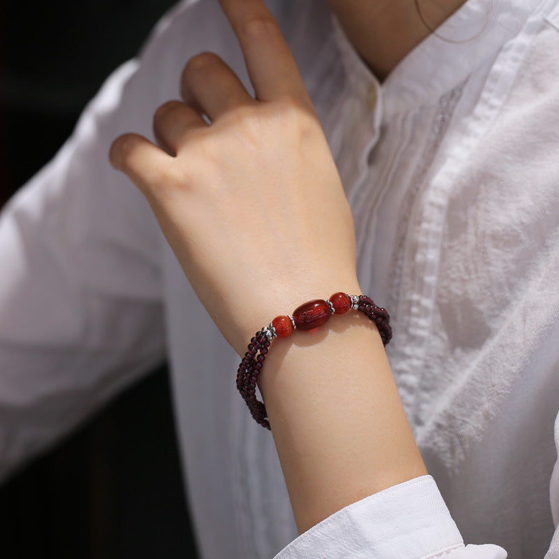Trio • Garnet & Agate Bracelet