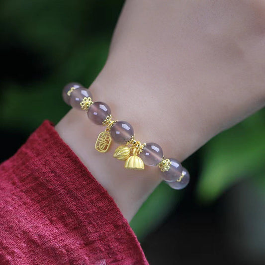 Lotus • Gray Agate Bracelet