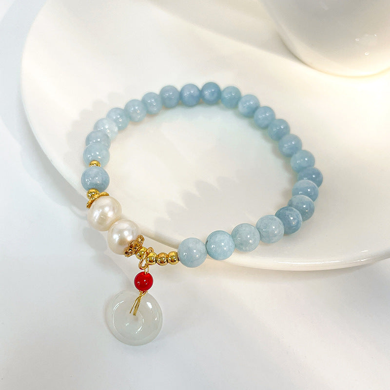 Cierre de la suerte • Pulsera de ágata aguamarina