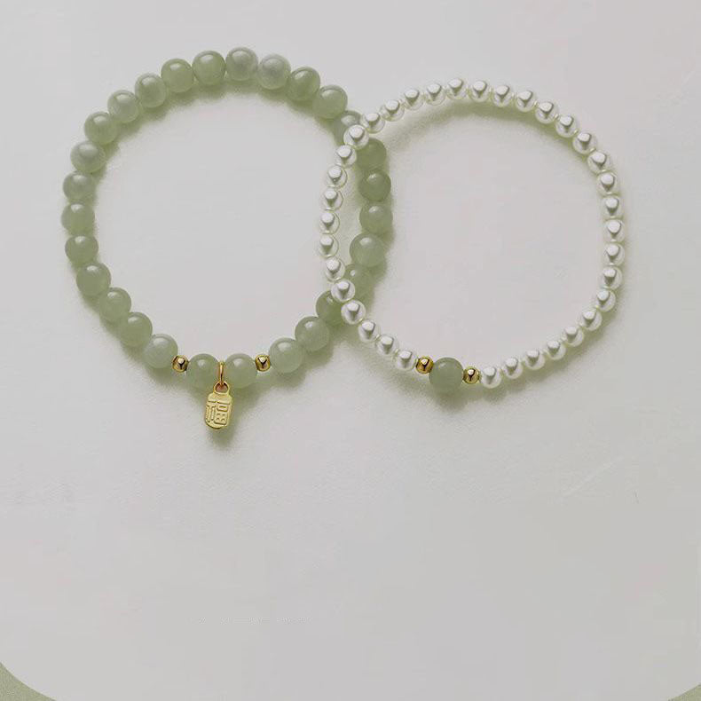 Pulsera de perlas, esmeraldas y jade