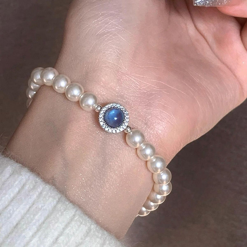 Round Bead Crystal Natural Freshwater Pearl Bracelet
