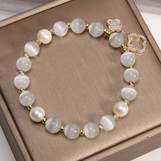 Cat's eye stone & Pearl Bracelet