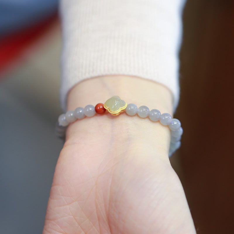 Four Leaf Clover • Smoked Purple Jade Blacelet