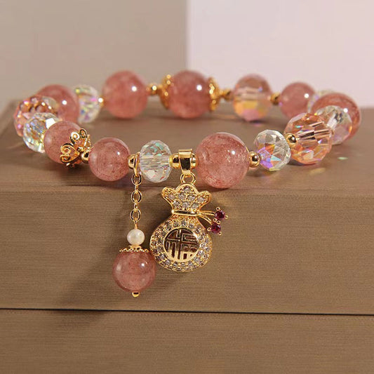 Lucky Bag • Natural Strawberry Crystal Zirconia Bracelet