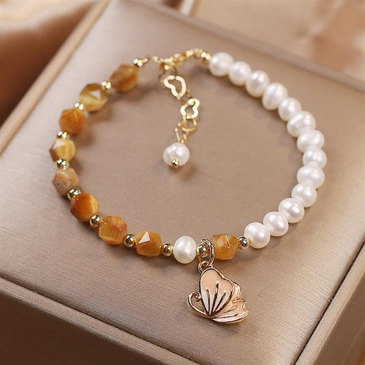 Summer Butterflies • Freshwater Pearl & Agate Bracelet