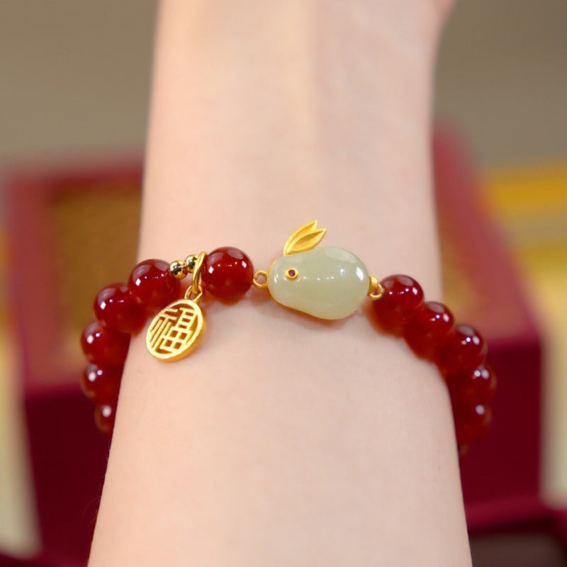 Lucky Rabbit • Natural Red Agate Bracelet