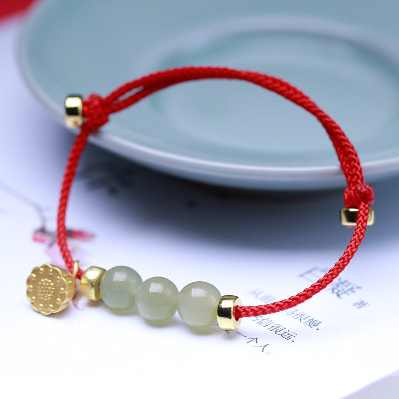 Guardian Lotus Emerald Jade stone bracelet
