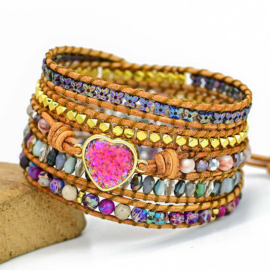 Intense Pink Opal Wrap Bracelet