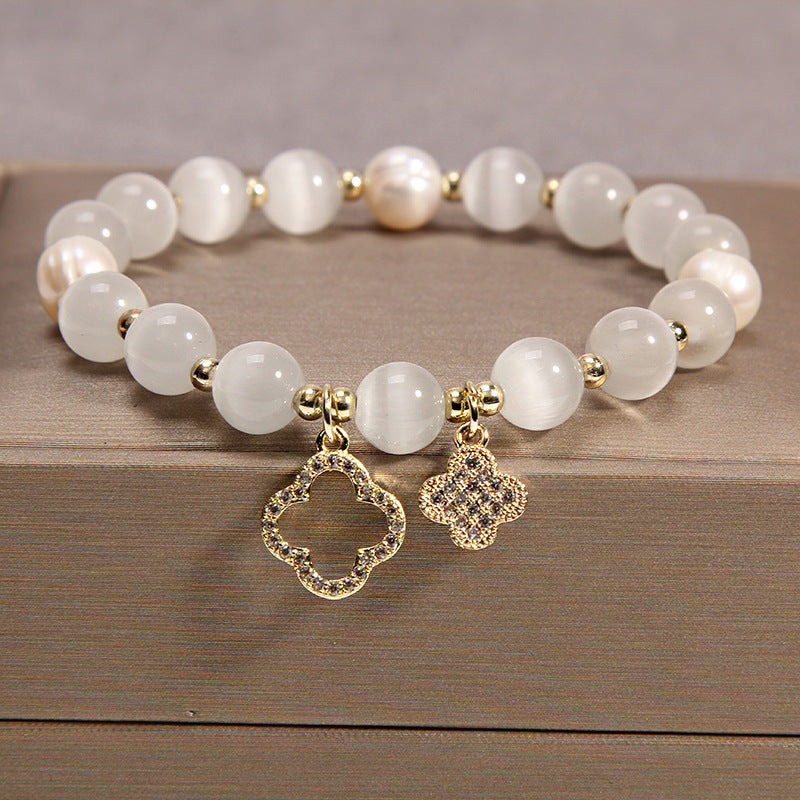 Cat's eye stone & Pearl Bracelet