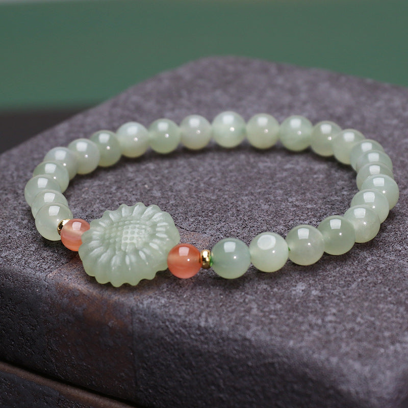Sunflower • Emerald Jade stone Bracelet
