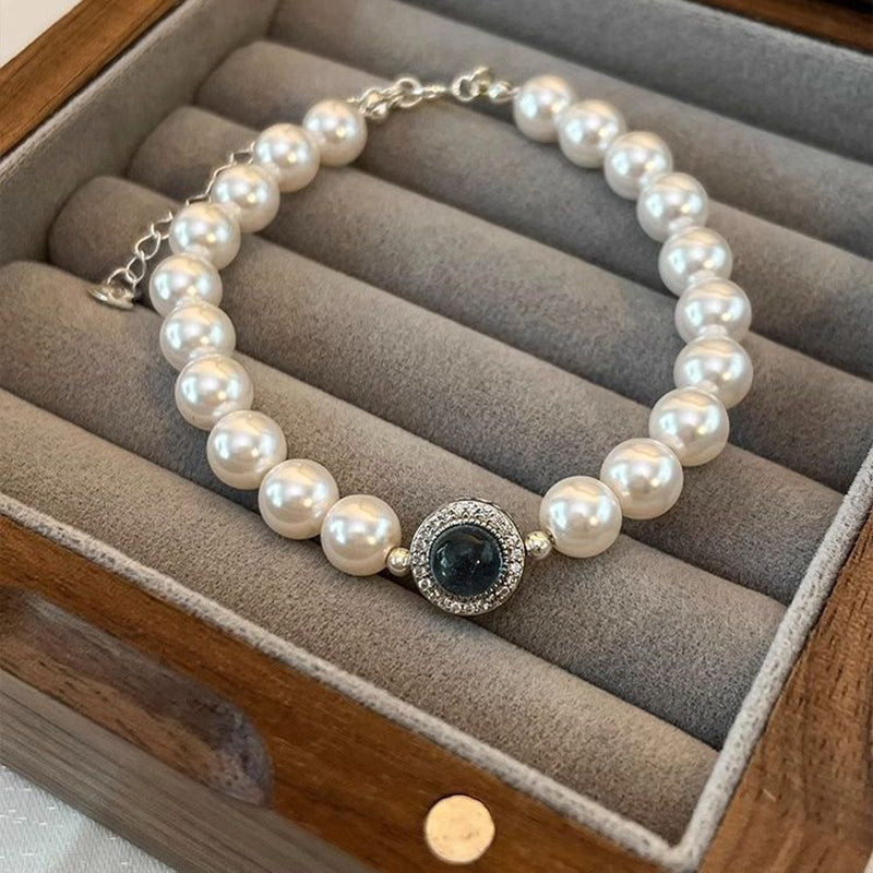 Round Bead Crystal Natural Freshwater Pearl Bracelet
