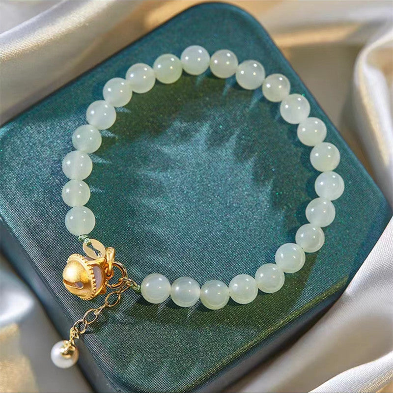 Bell Cat • Natural Emerald Jade stone Bracelet