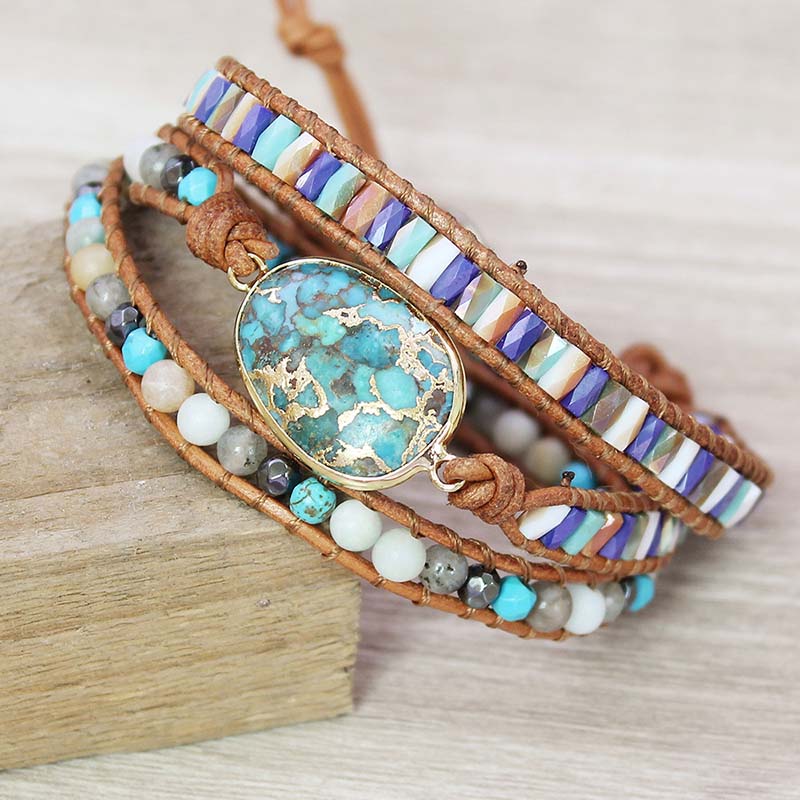 Turquoise & Jasper Wrap Bracelet