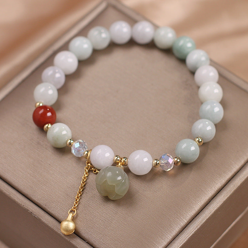Pulsera de piedra de jade y loto
