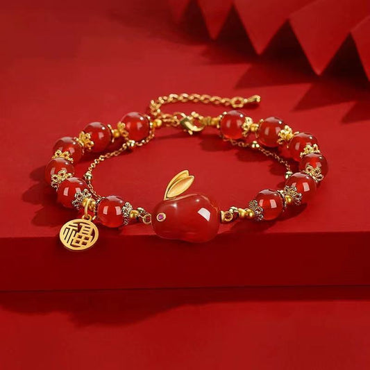 Lucky Rabbit • Natural Red Agate Bracelet