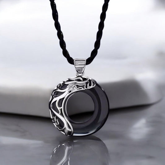 Obsidian Dragon Opal Phoenix Couple Necklace