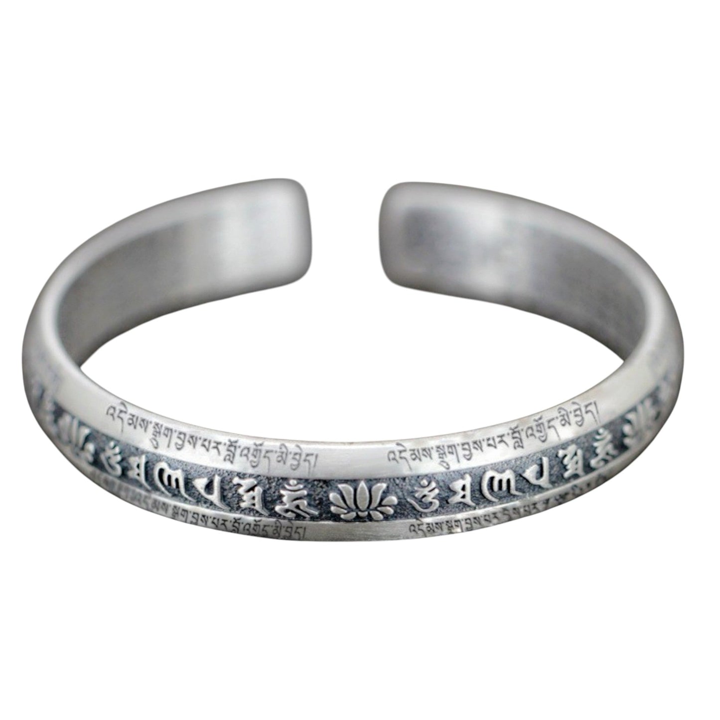 Om Mani Padme Hum Mantra Lotus Open Bracelet Bangle