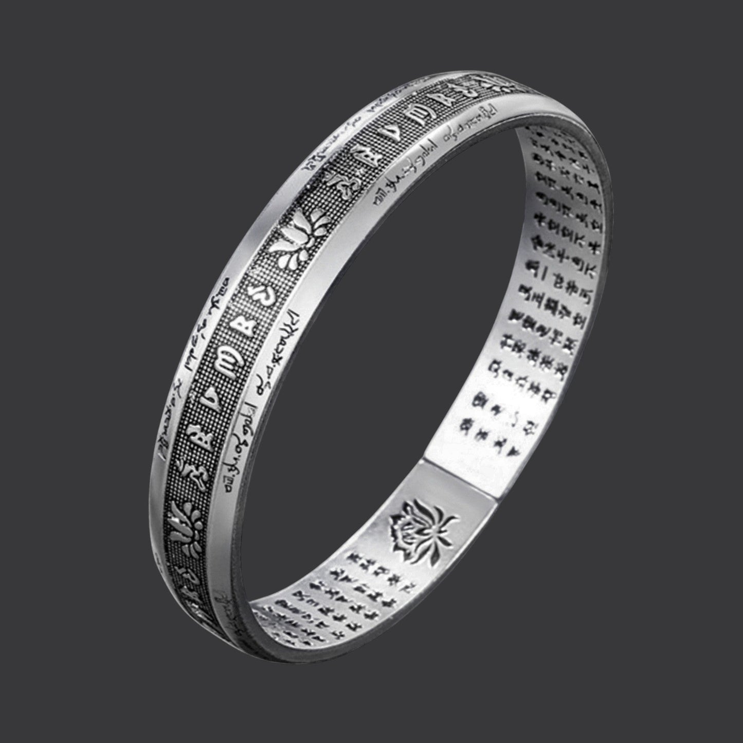 Om Mani Padme Hum Mantra Lotus Open Bracelet Bangle
