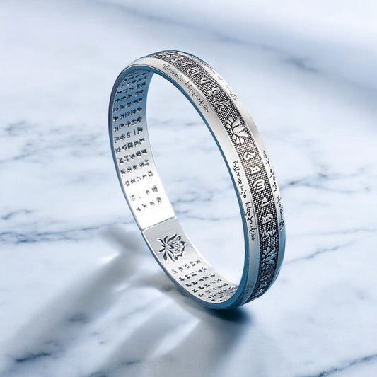 Om Mani Padme Hum Mantra Lotus Open Bracelet Bangle