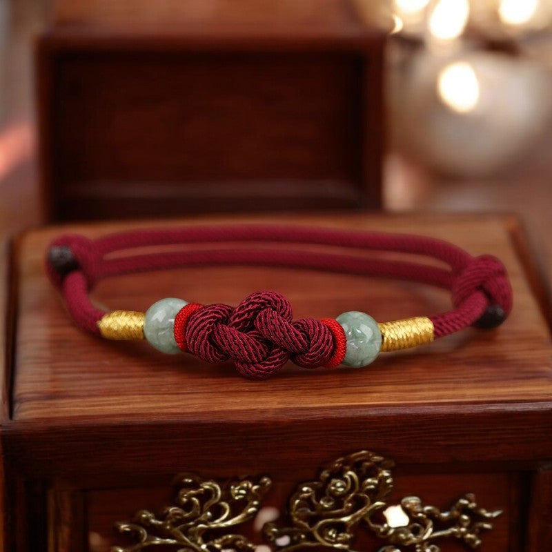 Red String Jade Luck Knot Couple Bracelet