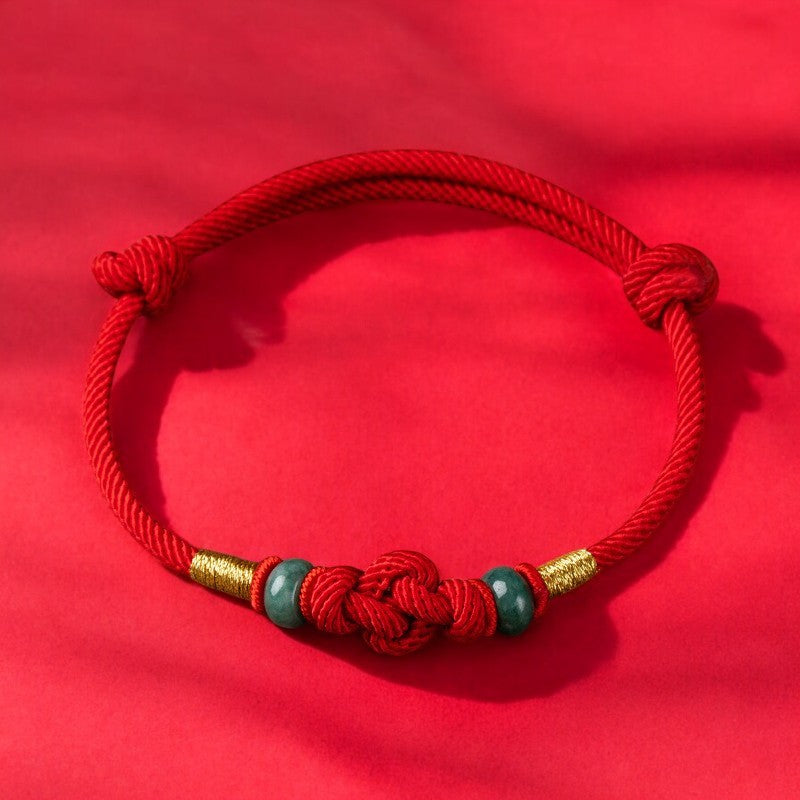 Red String Jade Luck Knot Couple Bracelet