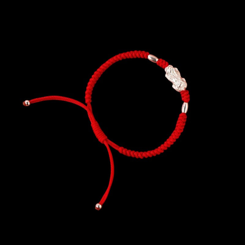 Silver Pixiu Red String Bracelet