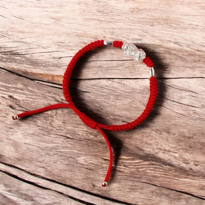 Silver Pixiu Red String Bracelet