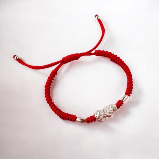 Silver Pixiu Red String Bracelet