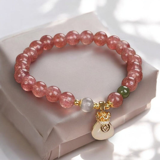 Strawberry Quartz Crystal Jade Bracelet