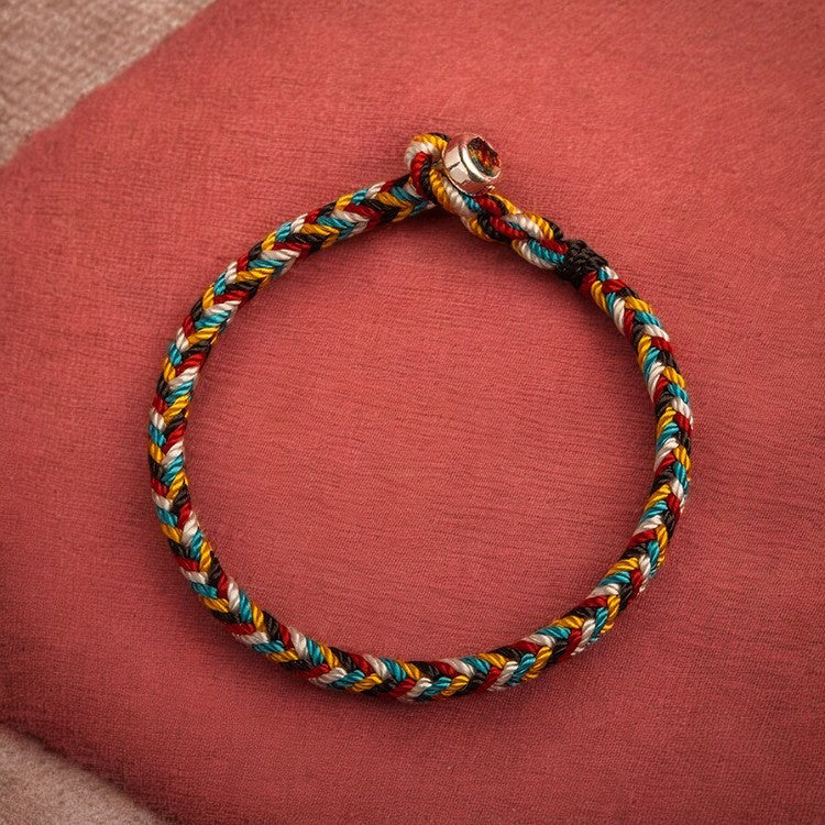 Tibetan Handmade Five Color Braid String Bracelet