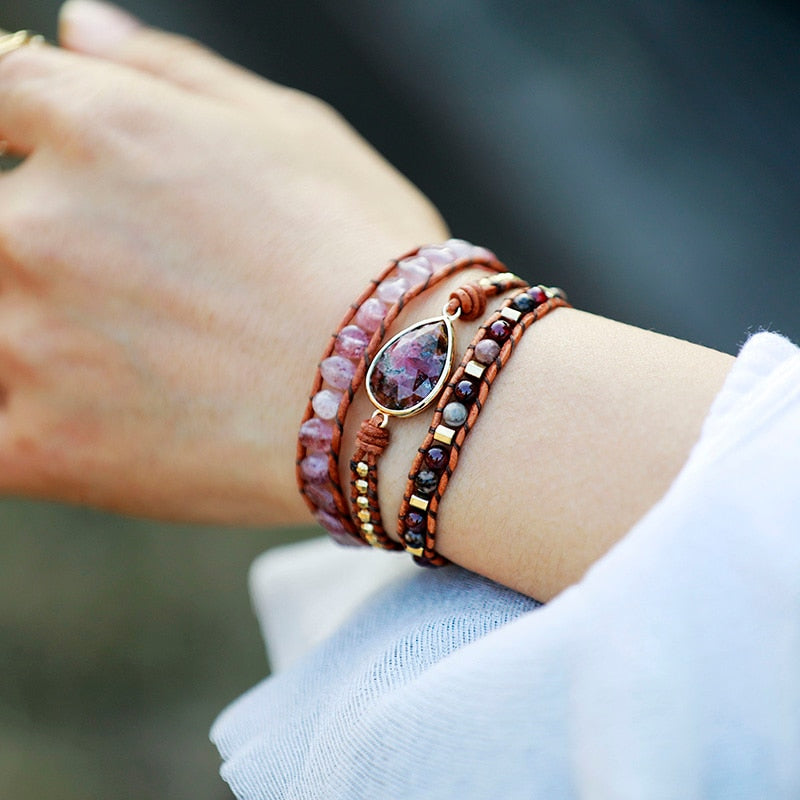 Pulsera envolvente deslumbrante de rodonita