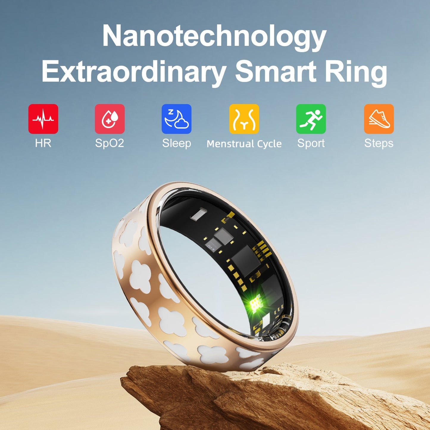 Enchanted Enamel Smart Ring – Titanium, Waterproof, Sleep & Health Tracker