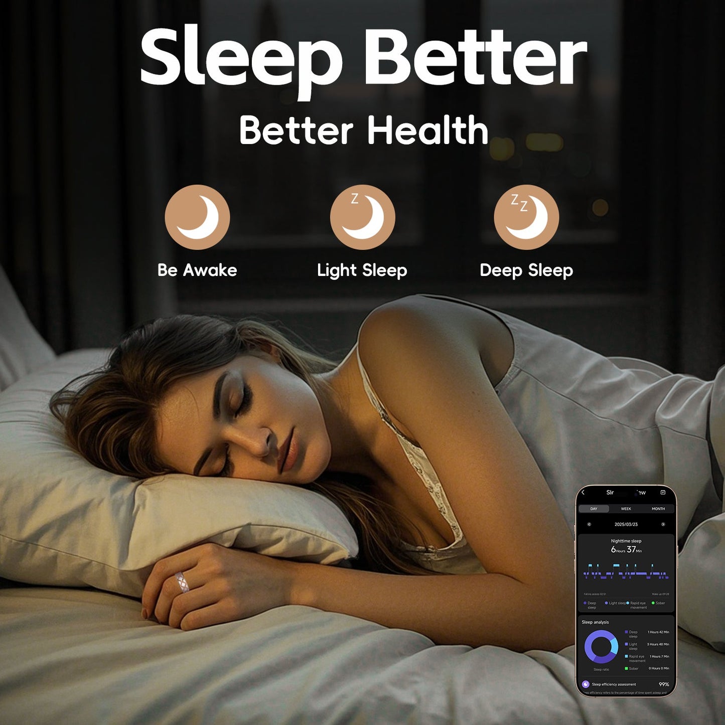 Enchanted Enamel Smart Ring – Titanium, Waterproof, Sleep & Health Tracker