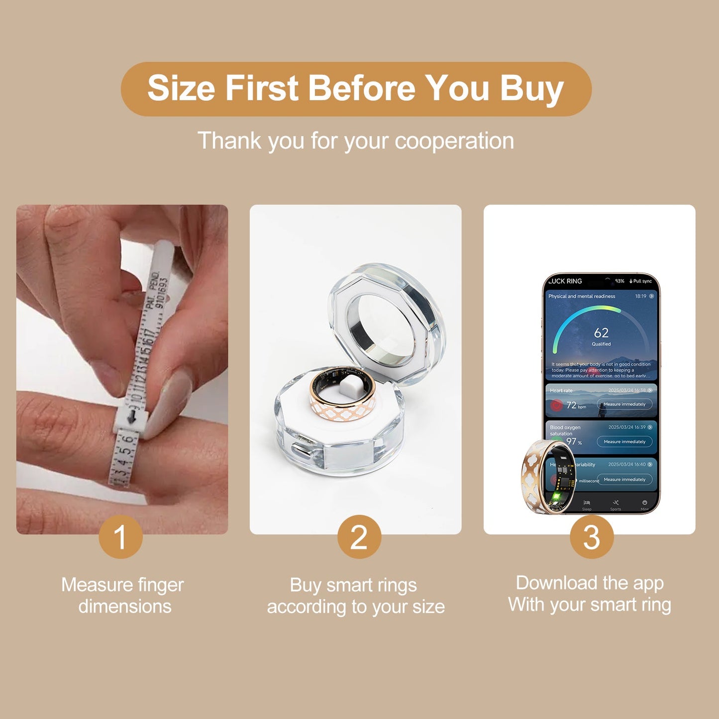 Enchanted Enamel Smart Ring – Titanium, Waterproof, Sleep & Health Tracker