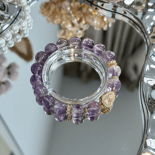 Diamond gourd natural amethyst bracelet