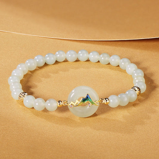 Mountain Natural Emerald Jade Stone Bracelet