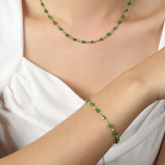 Geometric jewelry natural crystal necklace or bracelet