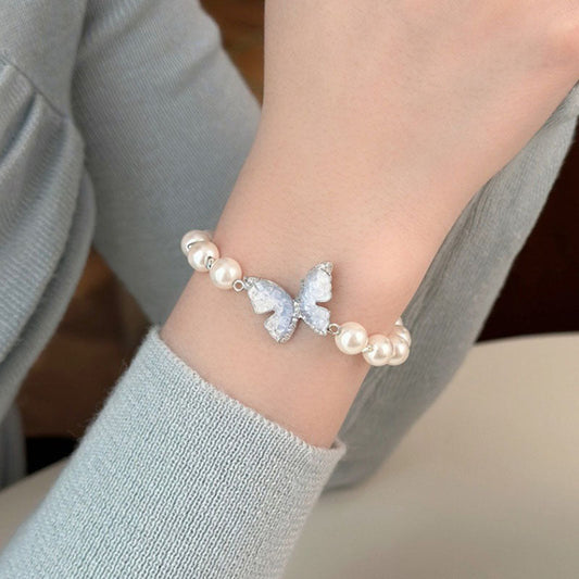 Butterfly Pearl Ring Bracelet Necklace Earrings