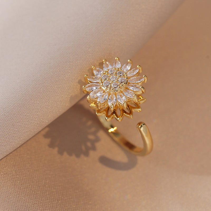 Collar, anillo, pendientes y pulsera de girasol de diamantes