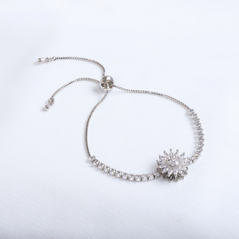 Collar, anillo, pendientes y pulsera de girasol de diamantes
