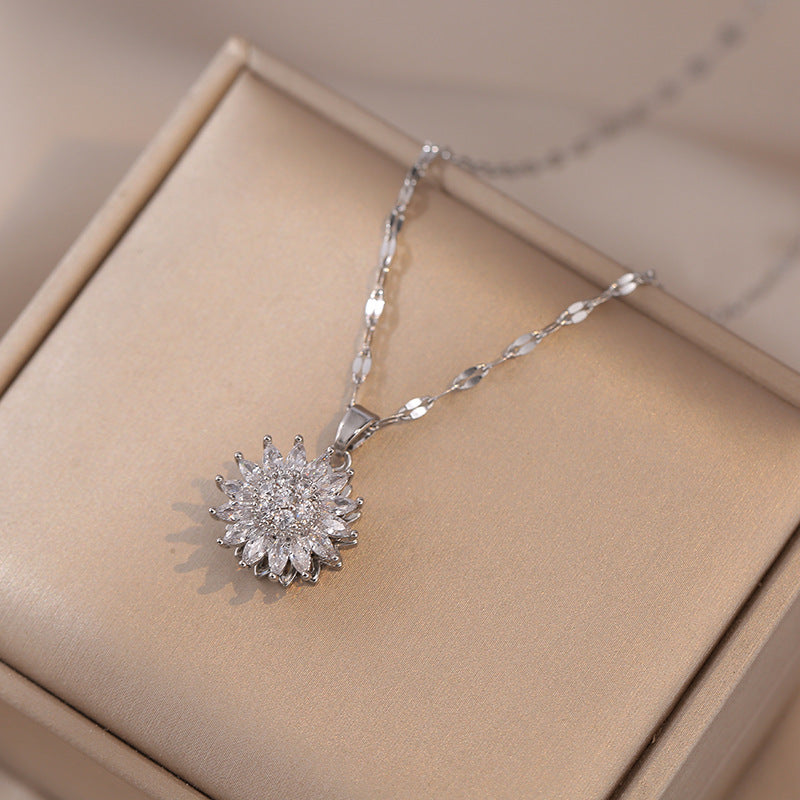 Collar, anillo, pendientes y pulsera de girasol de diamantes